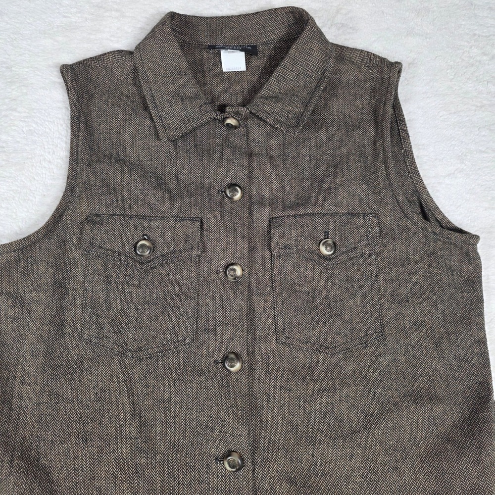 Stephanie Erin Maxi Dress Women 8 Brown Excellent Herringbone‎ Button Front Vest